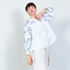 100% Cotton long white shirt with embroidery plant wholesale