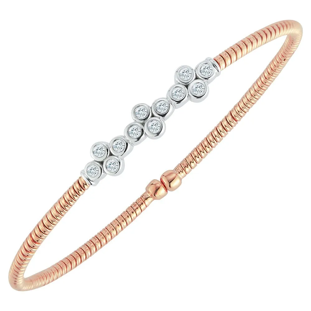 18K ROSE GOLD BEZEL-SET DIAMOND CLUSTER FLEX BRACELET