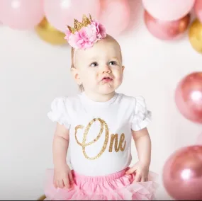 1st birthday outfit-gold