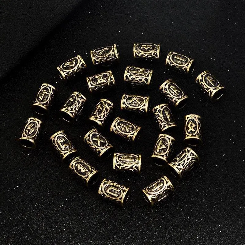 24pcs Norse Viking Runes Hair & Beard Ornaments Set