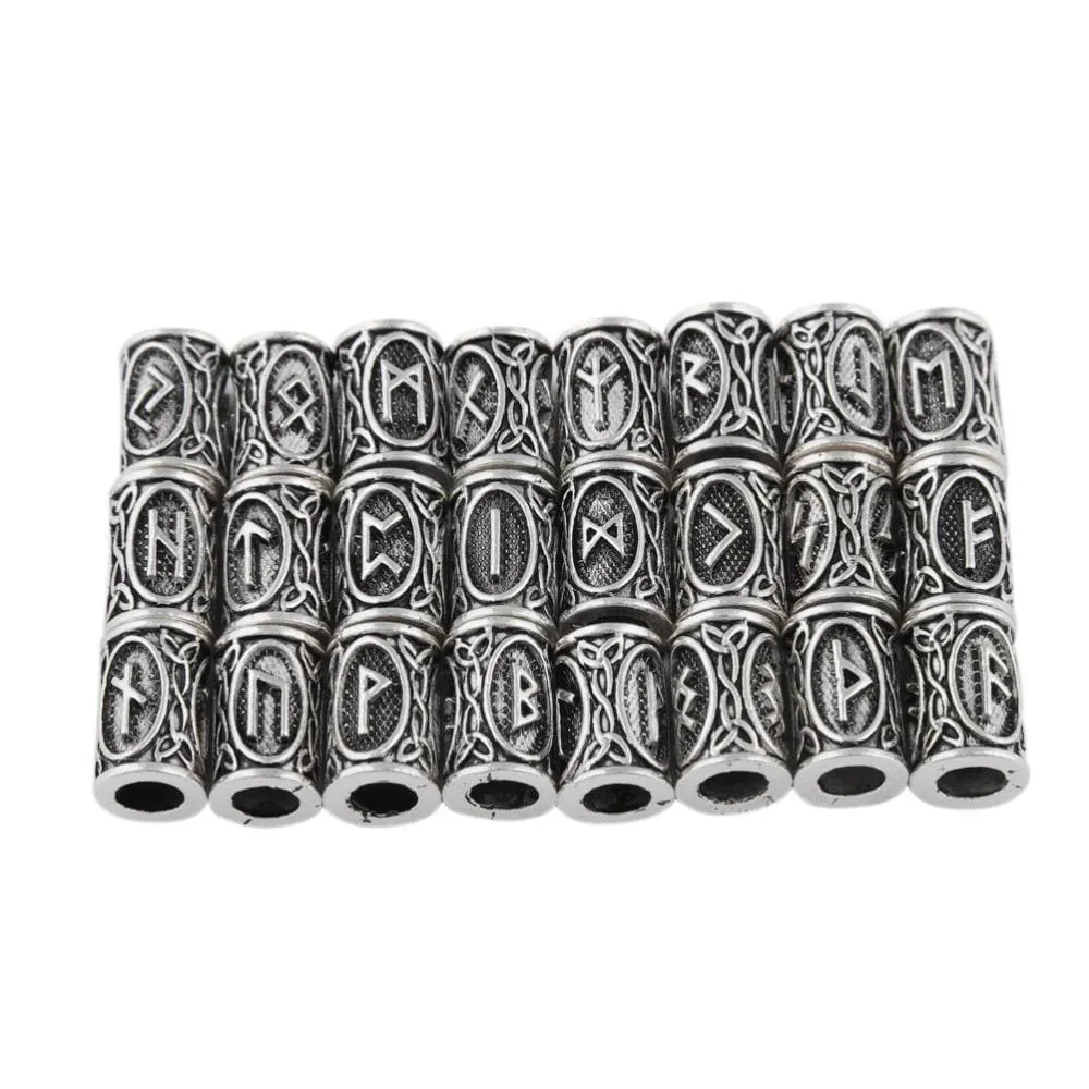 24pcs Norse Viking Runes Hair & Beard Ornaments Set