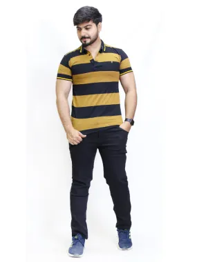 AB Men's Polo T-shirt Striped Black brown