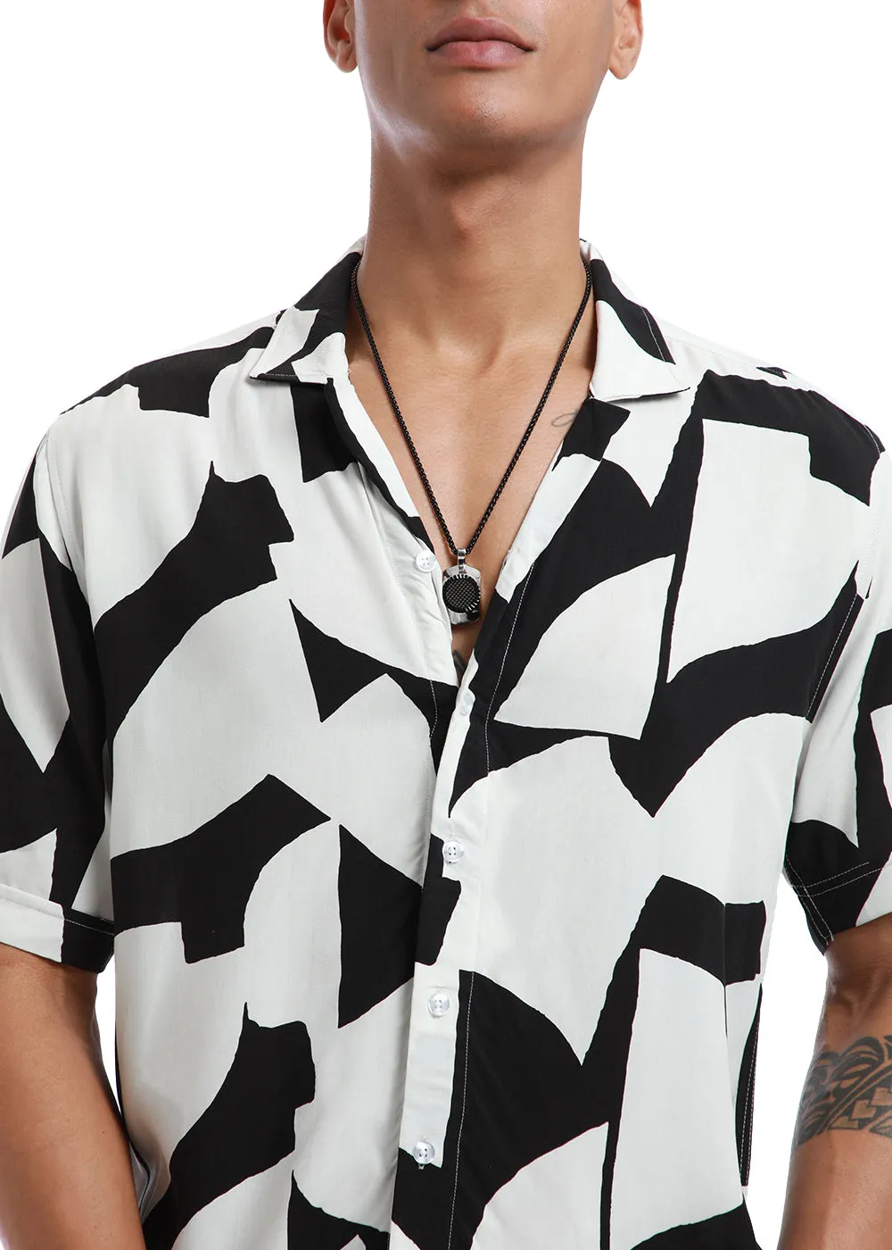 Abstract Monochrome Print Half sleeve shirt