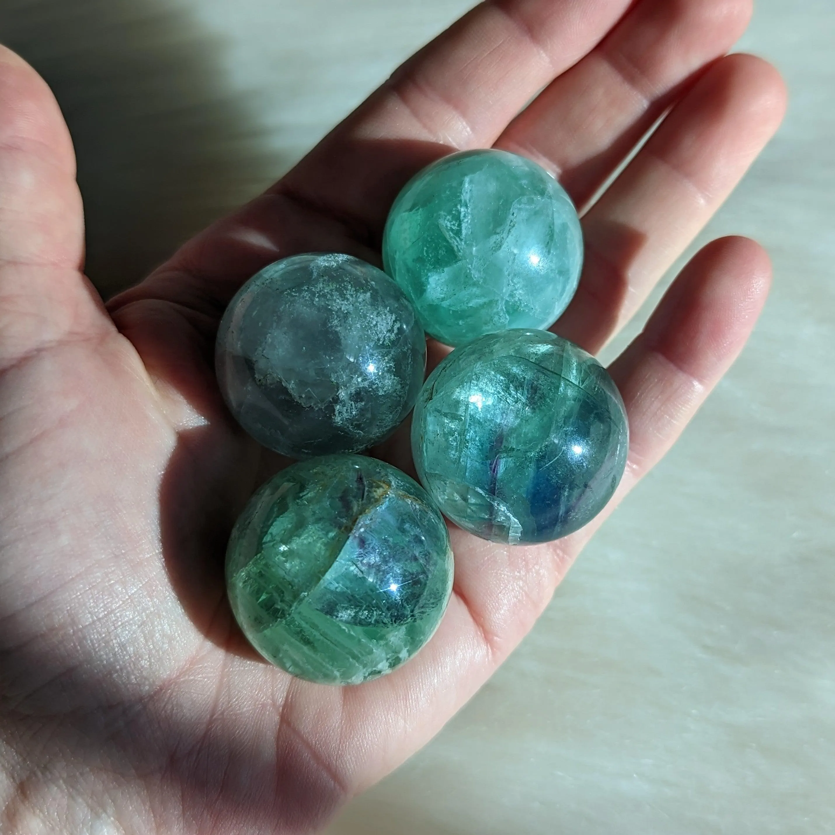 Adorable and Healing Blue / Green Flourite Spheres (one)