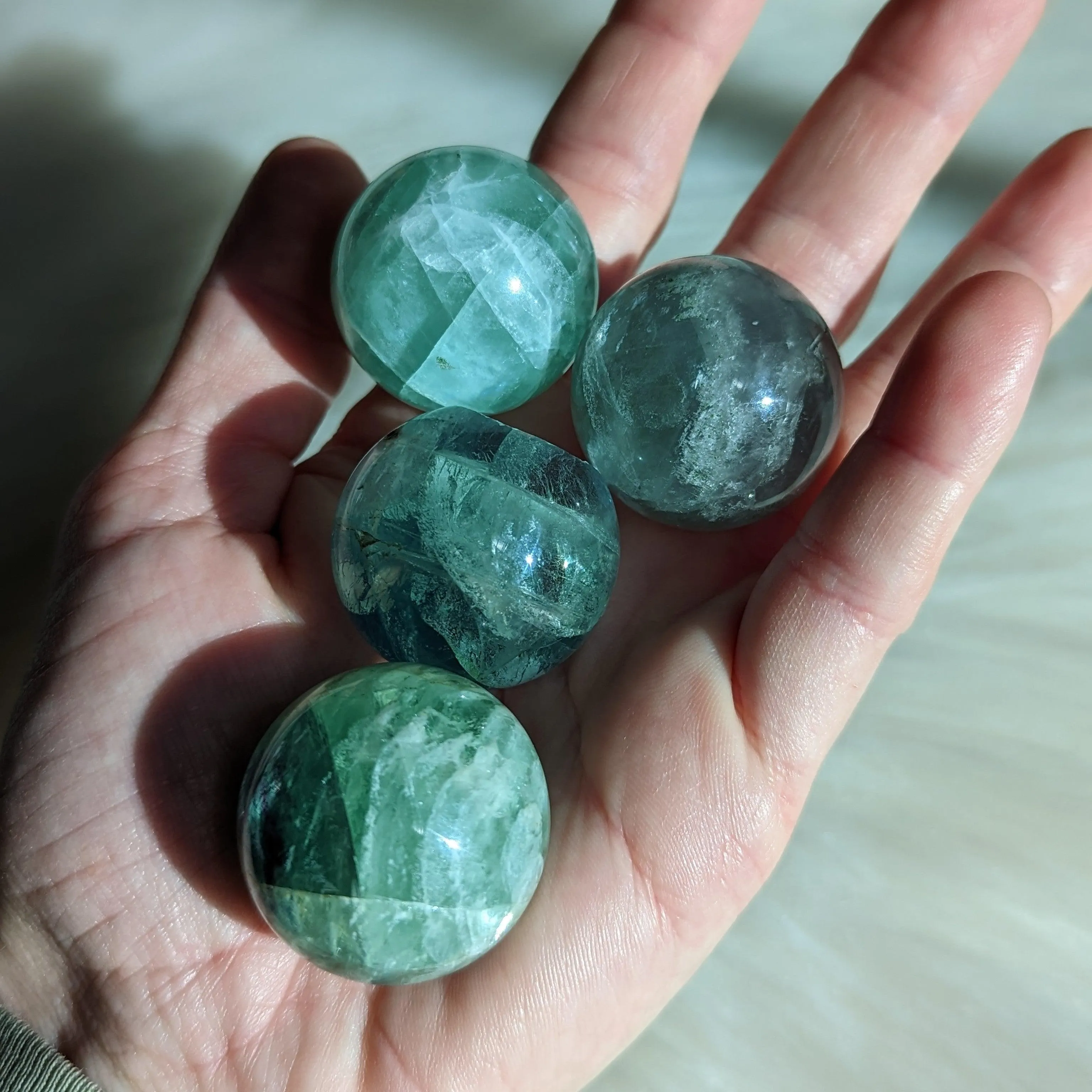 Adorable and Healing Blue / Green Flourite Spheres (one)