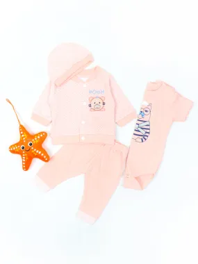 AJ Newborn Baba Suit 0Mth - 3Mth Pooh Cat Light Pink