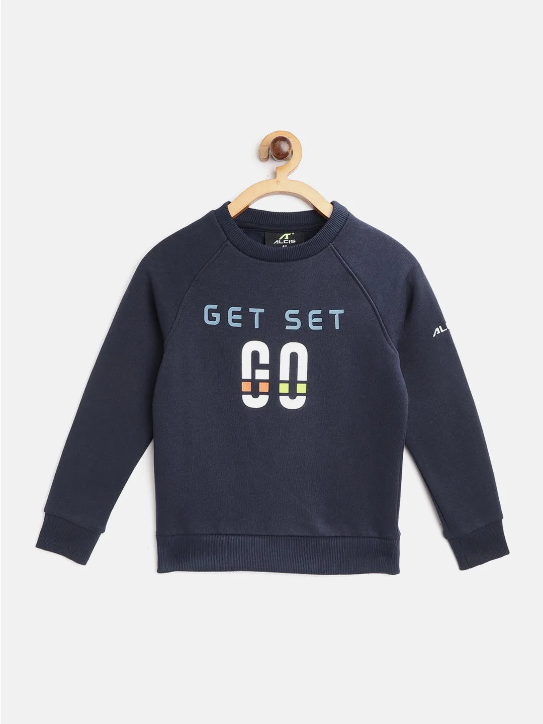 Alcis Boys Navy Blue & White Typography Print Sweatshirt