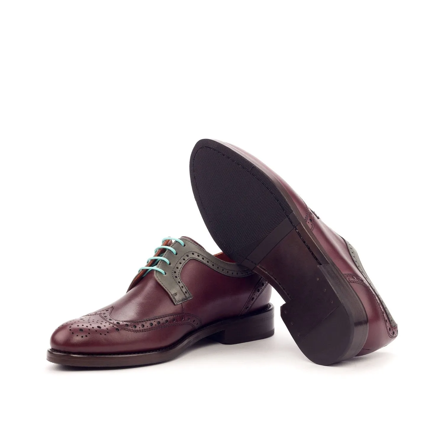 Ambrogio Bespoke Custom Women's Custom Made Shoes Burgundy & Gray Suede Leather Derby Oxfords (AMBW1025)