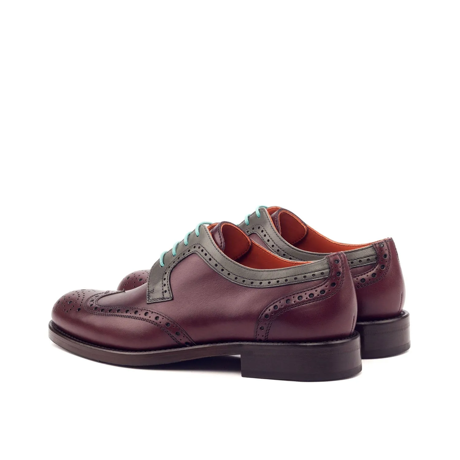 Ambrogio Bespoke Custom Women's Custom Made Shoes Burgundy & Gray Suede Leather Derby Oxfords (AMBW1025)