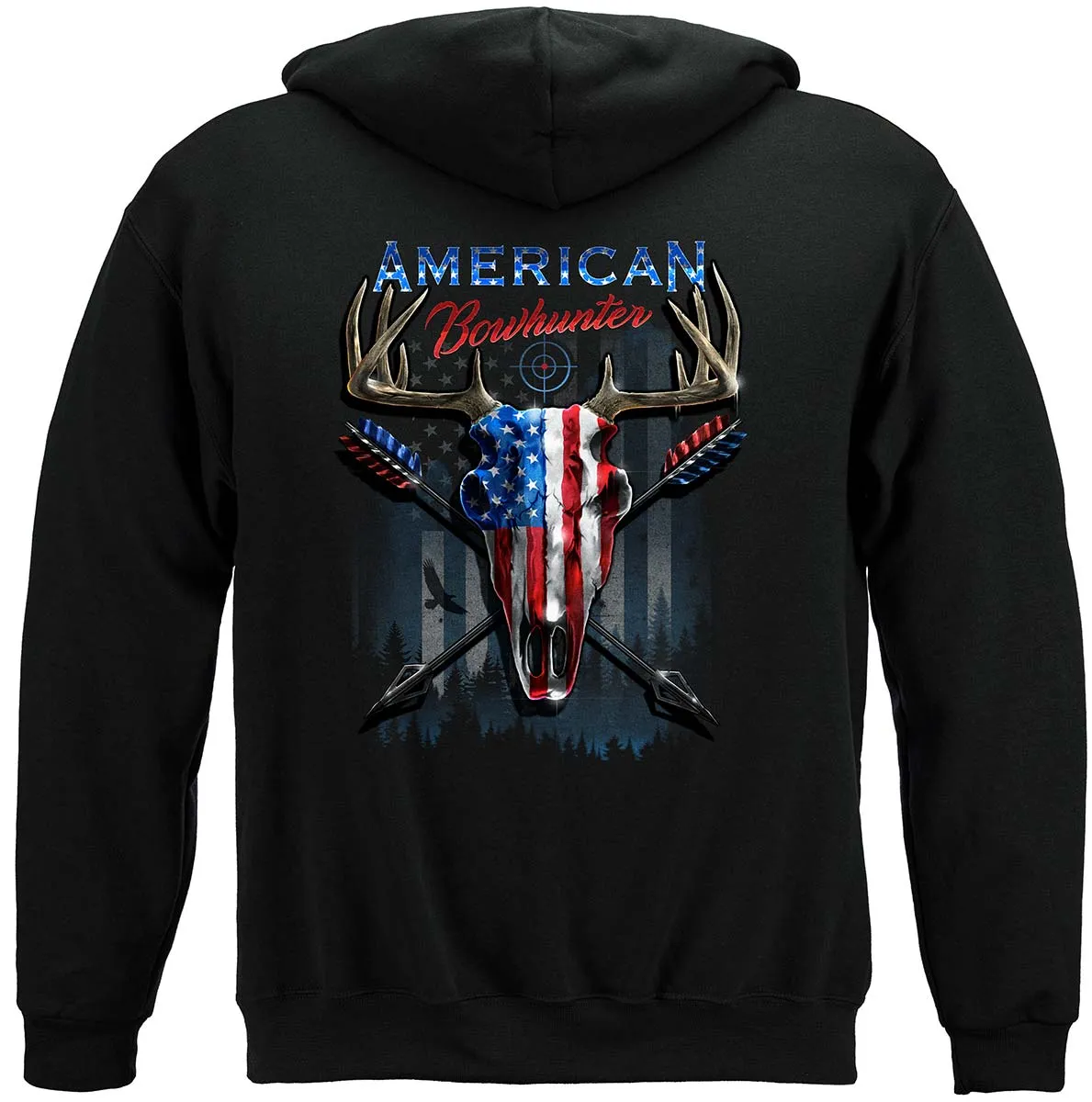 American Bow Hunter Patriotic Skull Hoodie