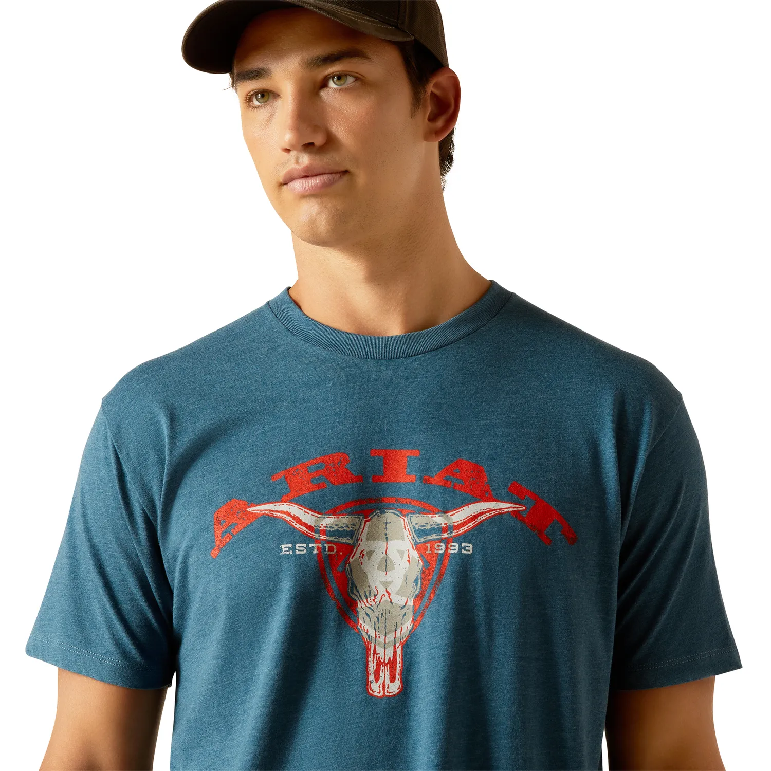 Ariat Men's Abilene Skull SS T-Shirt - Steel Blue Heather