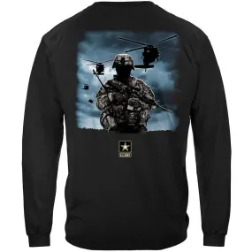 Army Strong Helicopter Soldier Black Long Sleeve