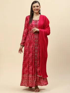 Banarasi Cotton Kurta With Pants & Silk Dupatta