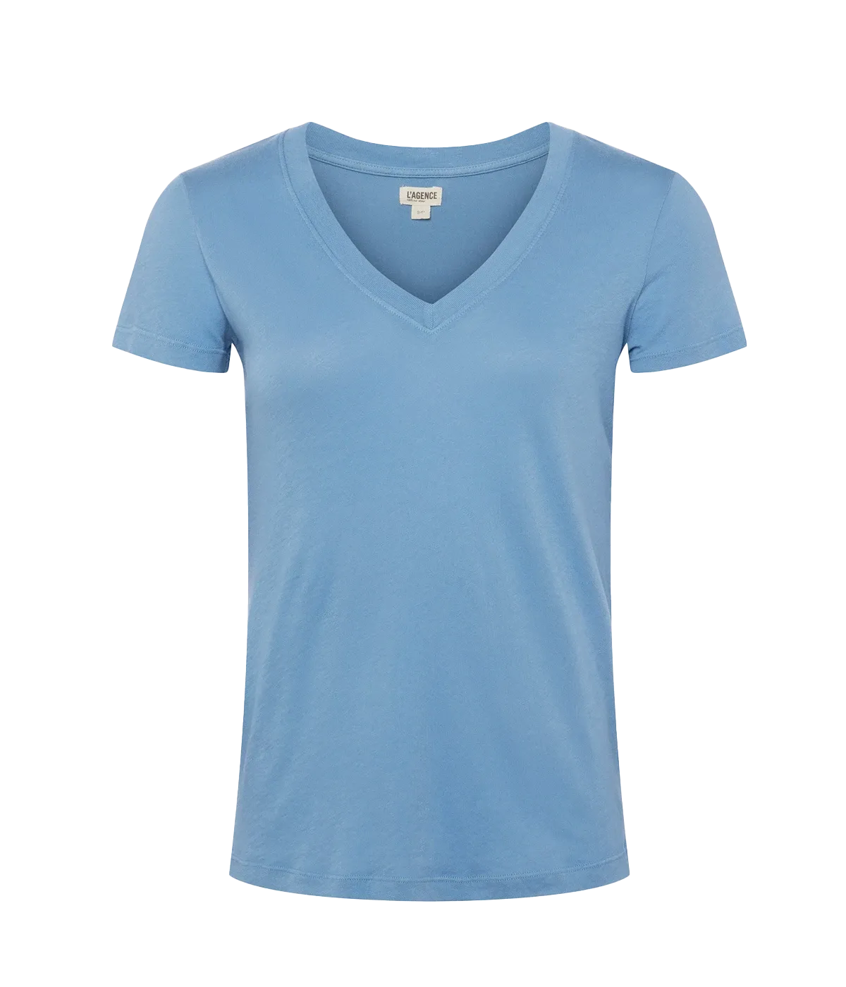 Becca Short Sleeve V Neck T-Shirt in Blue Mist