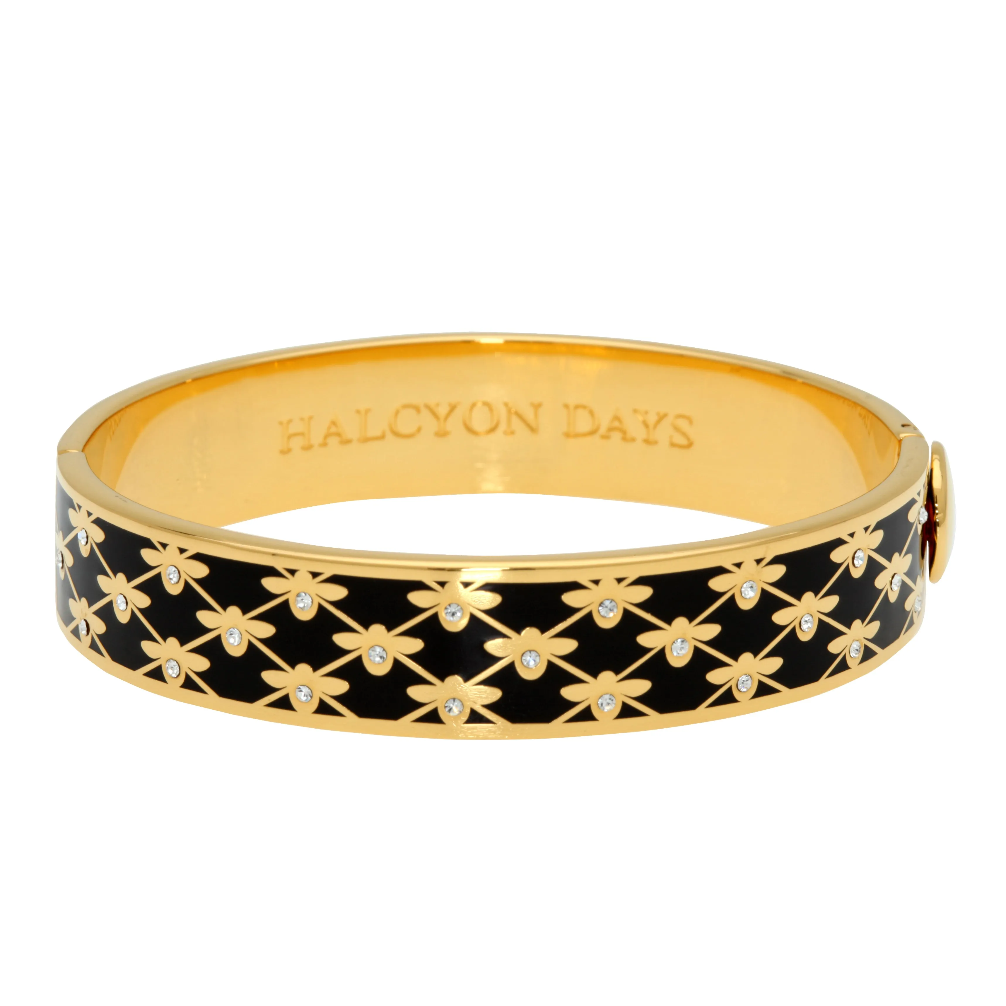 Bee Sparkle Trellis Enamel Bangle, Black