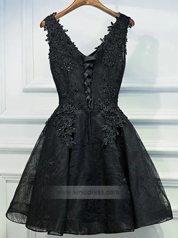 Black Lace Homecoming Dresses Short Party Dress SD1076