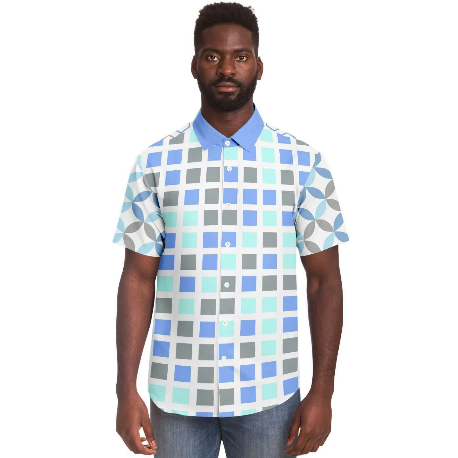 Blue Skies Ahead Short Sleeve Button Down Shirt