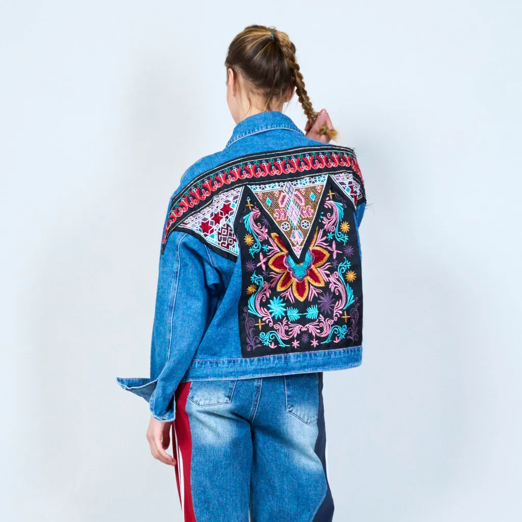 Bohemian embroidered denim jacket wholesale