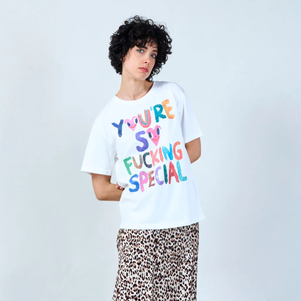 Bold statement t-shirt with vibrant text wholesale