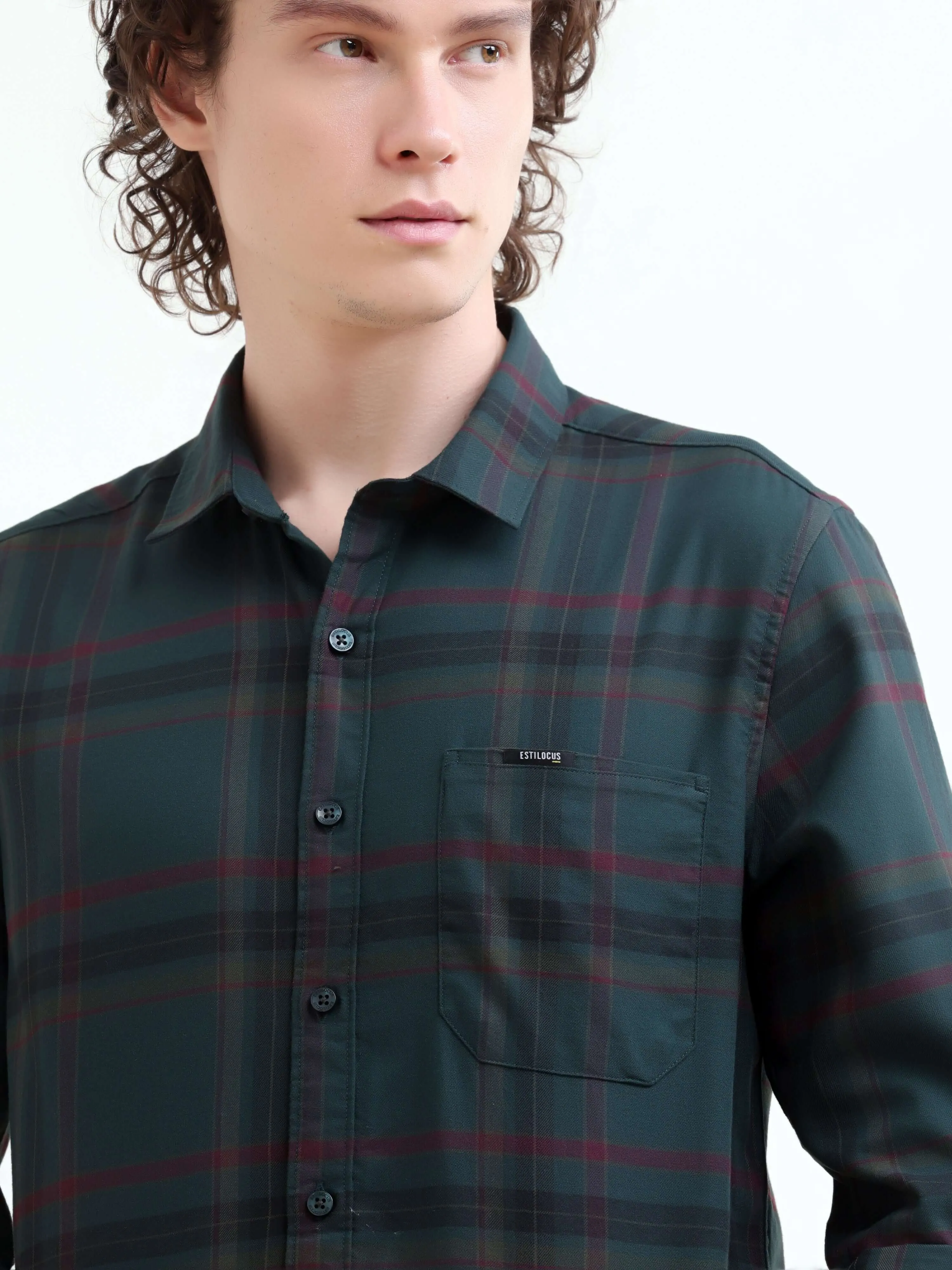 Boxlines green tonal check shirt