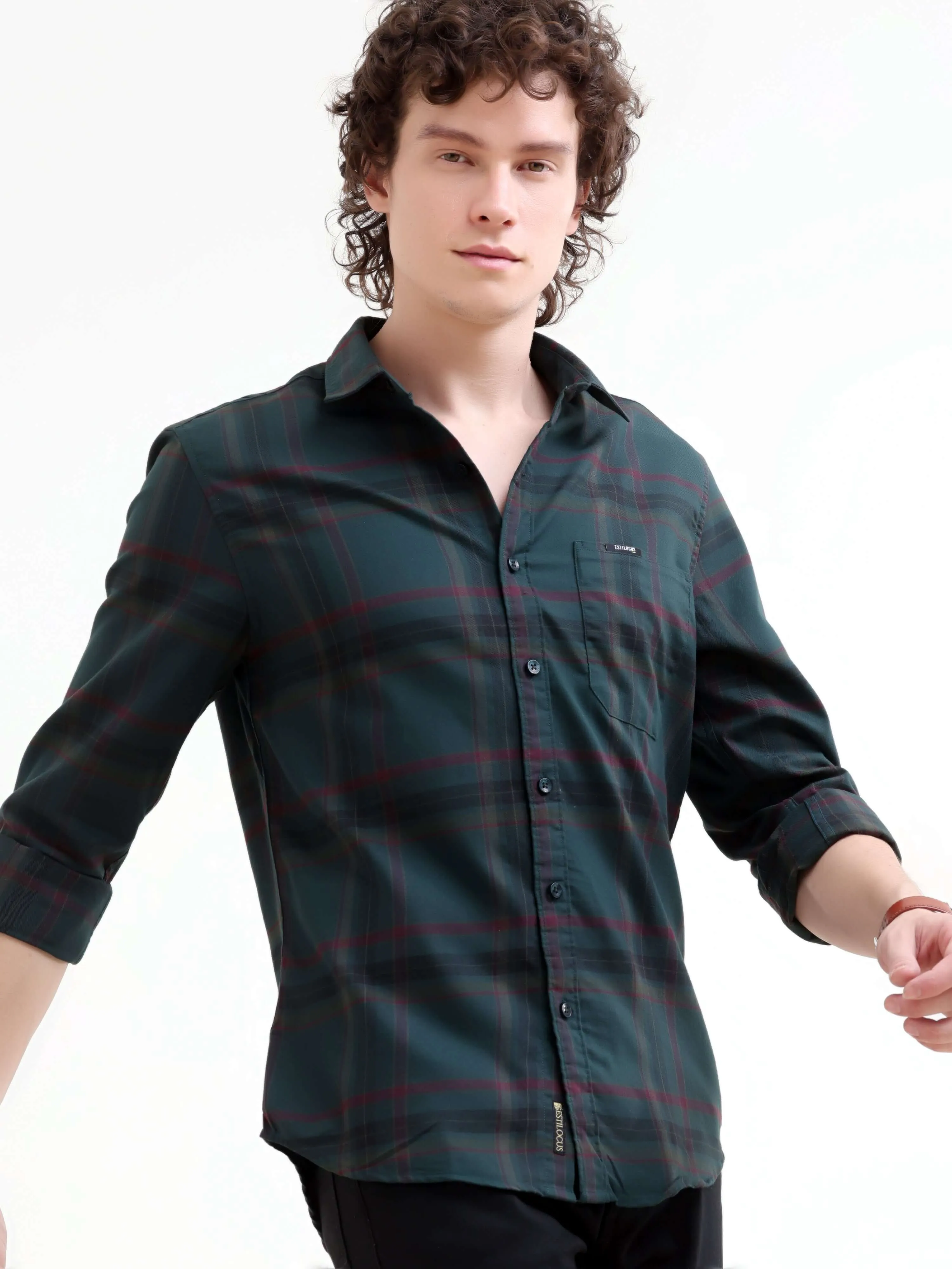 Boxlines green tonal check shirt