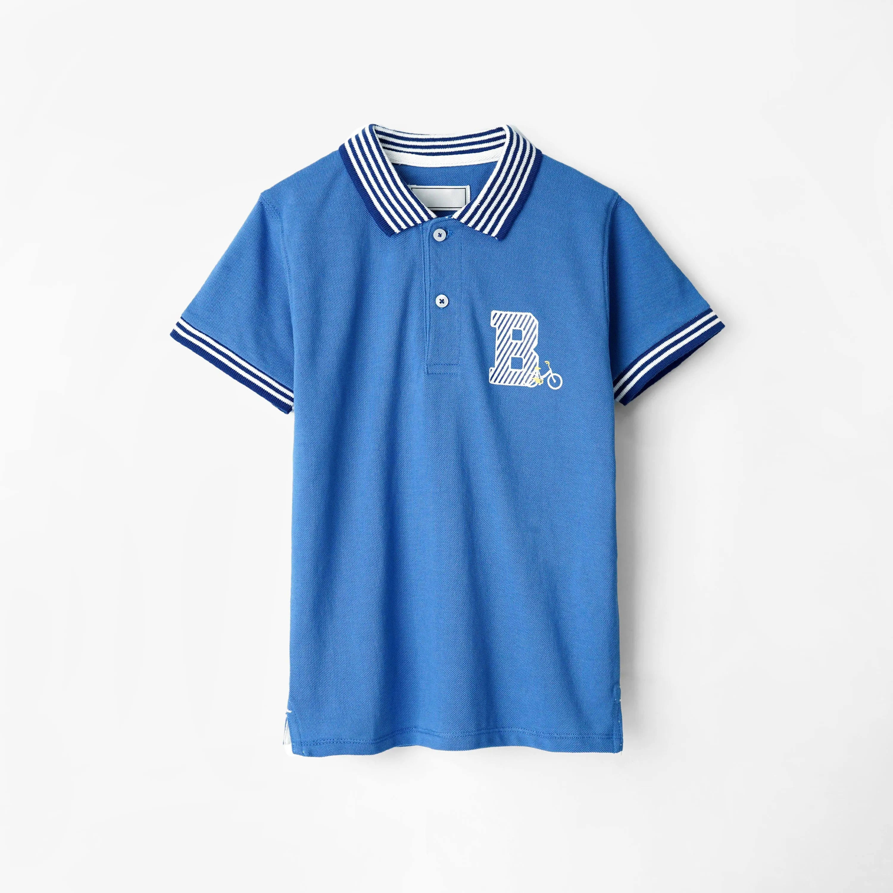 Boys Soft Cotton Printed Pique Polo Shirt