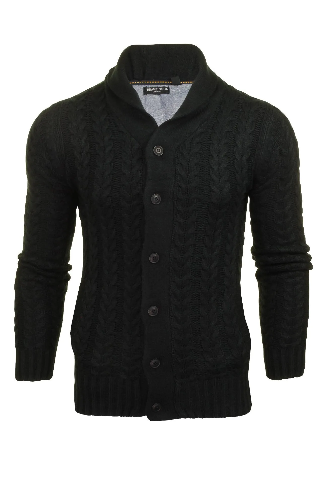 Brave Soul 'Schematic' Button Through Cardigan - All Over Knit Detail