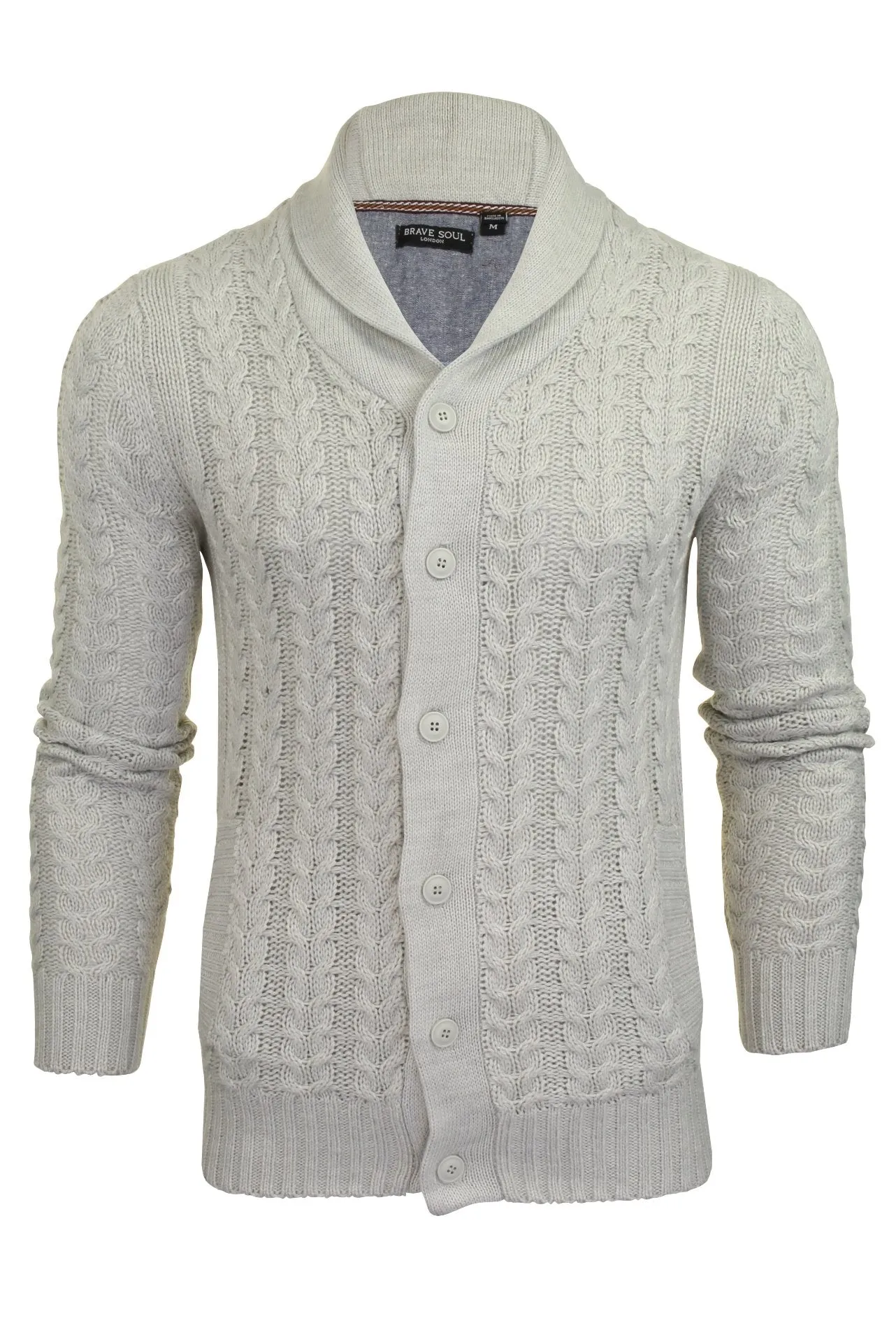 Brave Soul 'Schematic' Button Through Cardigan - All Over Knit Detail