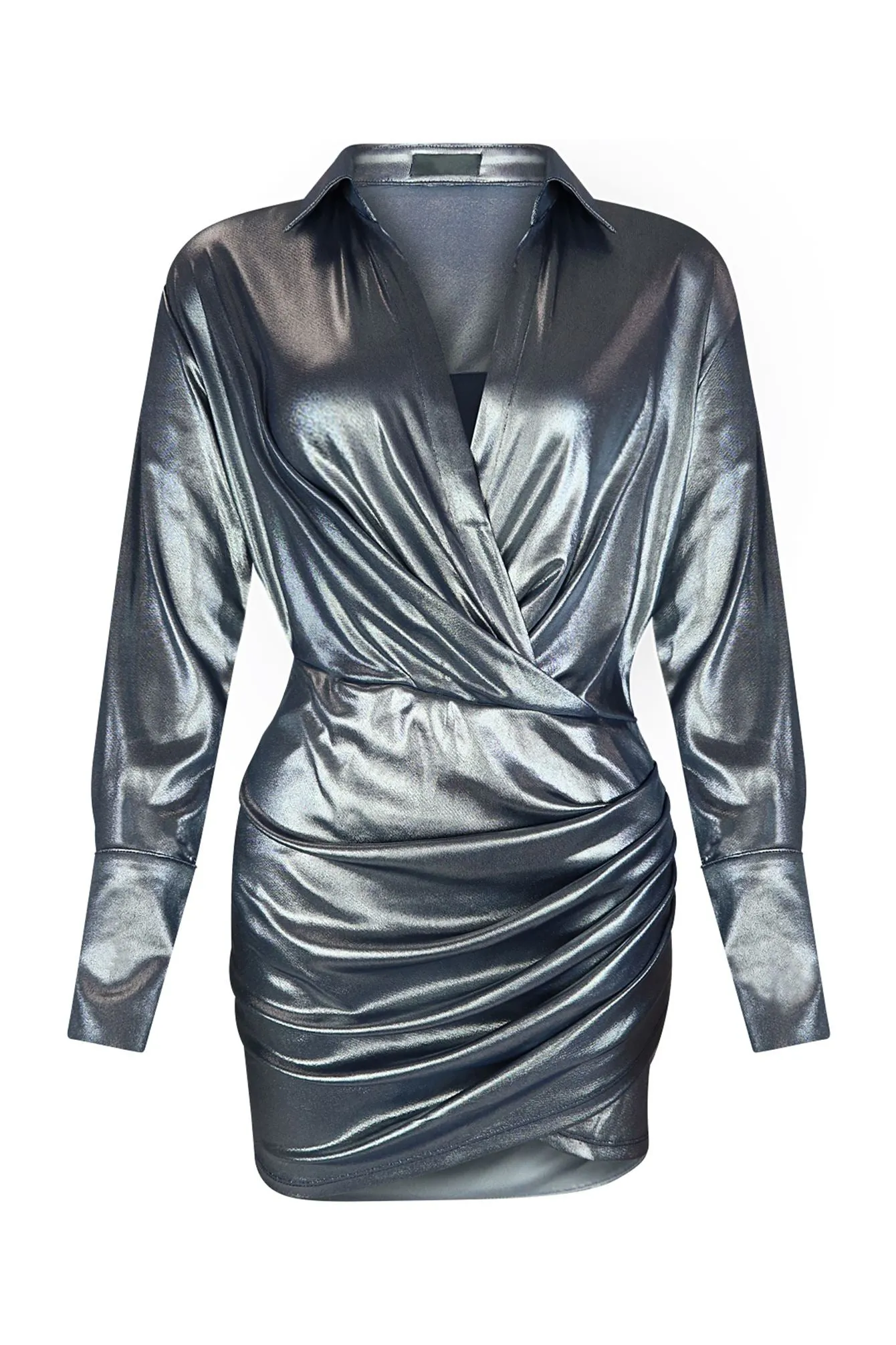 Calypso Shiny Drape Mini Dress