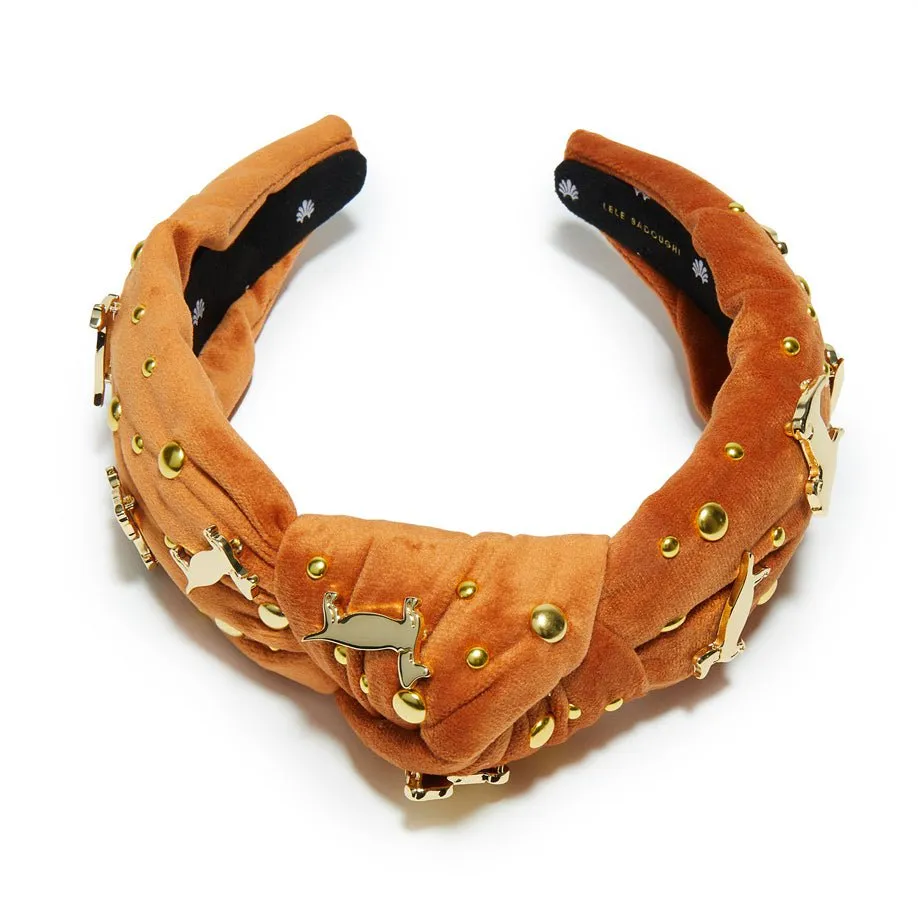 CAMEL DOG LOVER EMBELLISHED KNOTTED HEADBAND