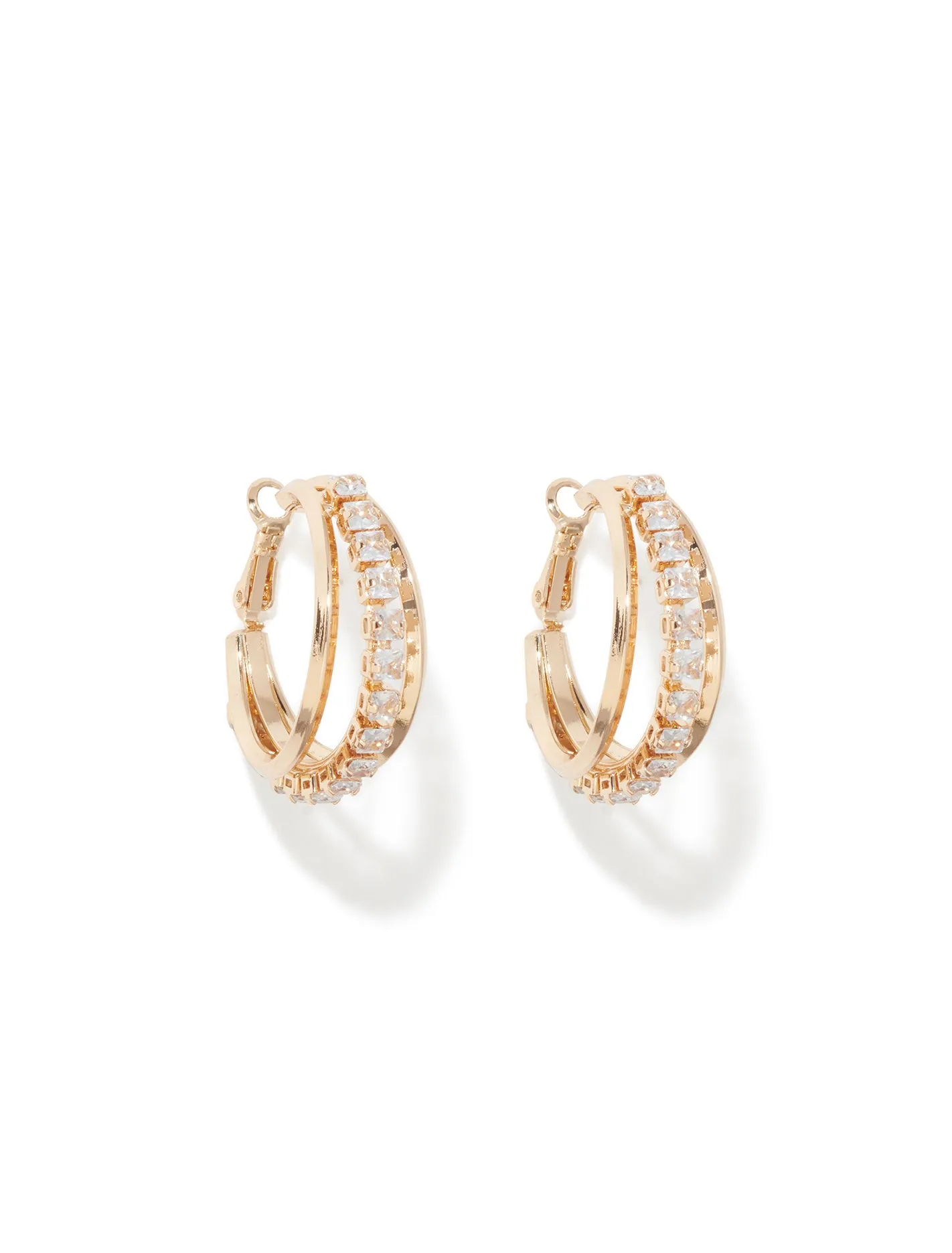 Cameron Cubic Zirconia Stone Hoop Earrings