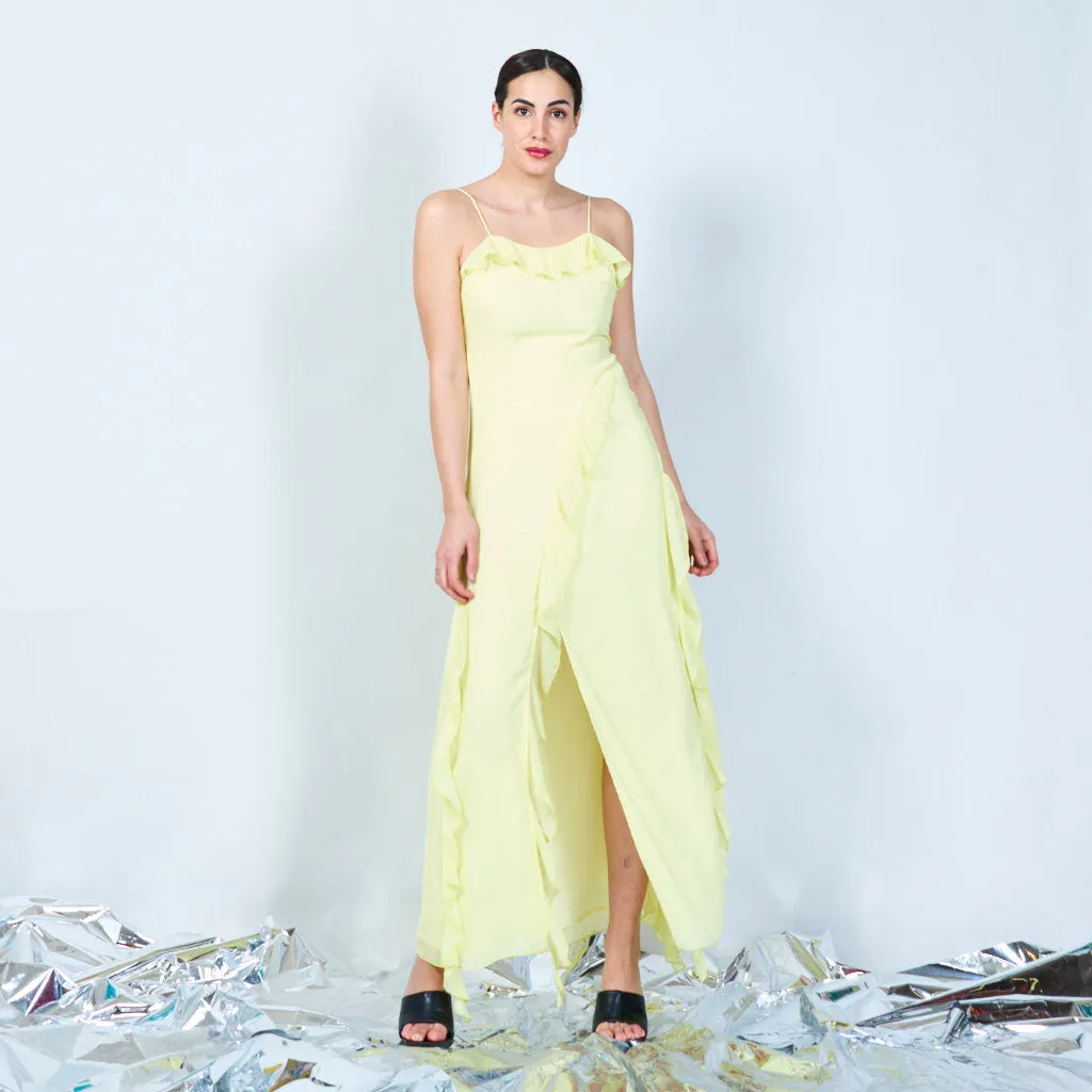 Cascading ruffle maxi dress wholesale