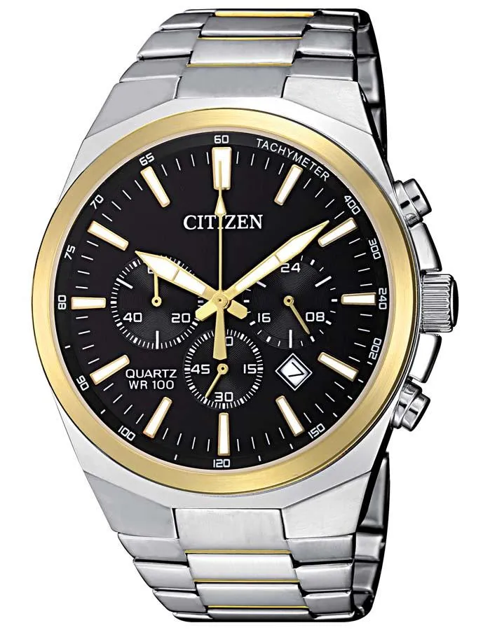 Citizen Quartz Mens Watch - Stainless & Gold-Tone - Chronographs -  Bracelet