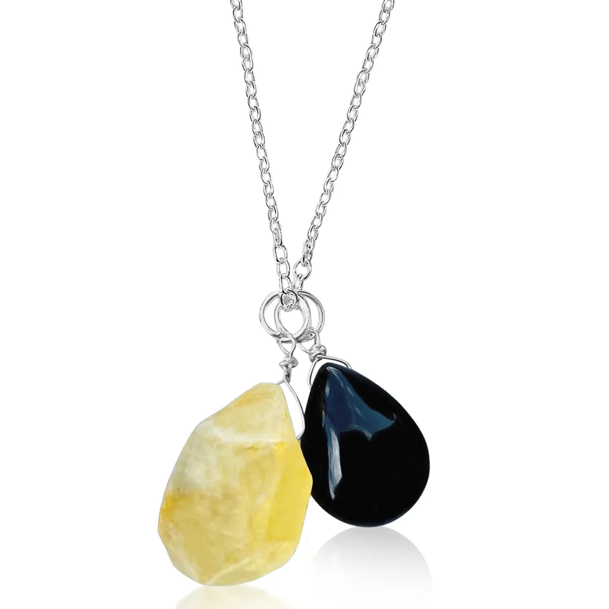 Citrine Quartz and Onyx Necklace for Optimism