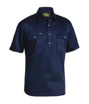 Closed Front Drill Short Sleeve Shirt