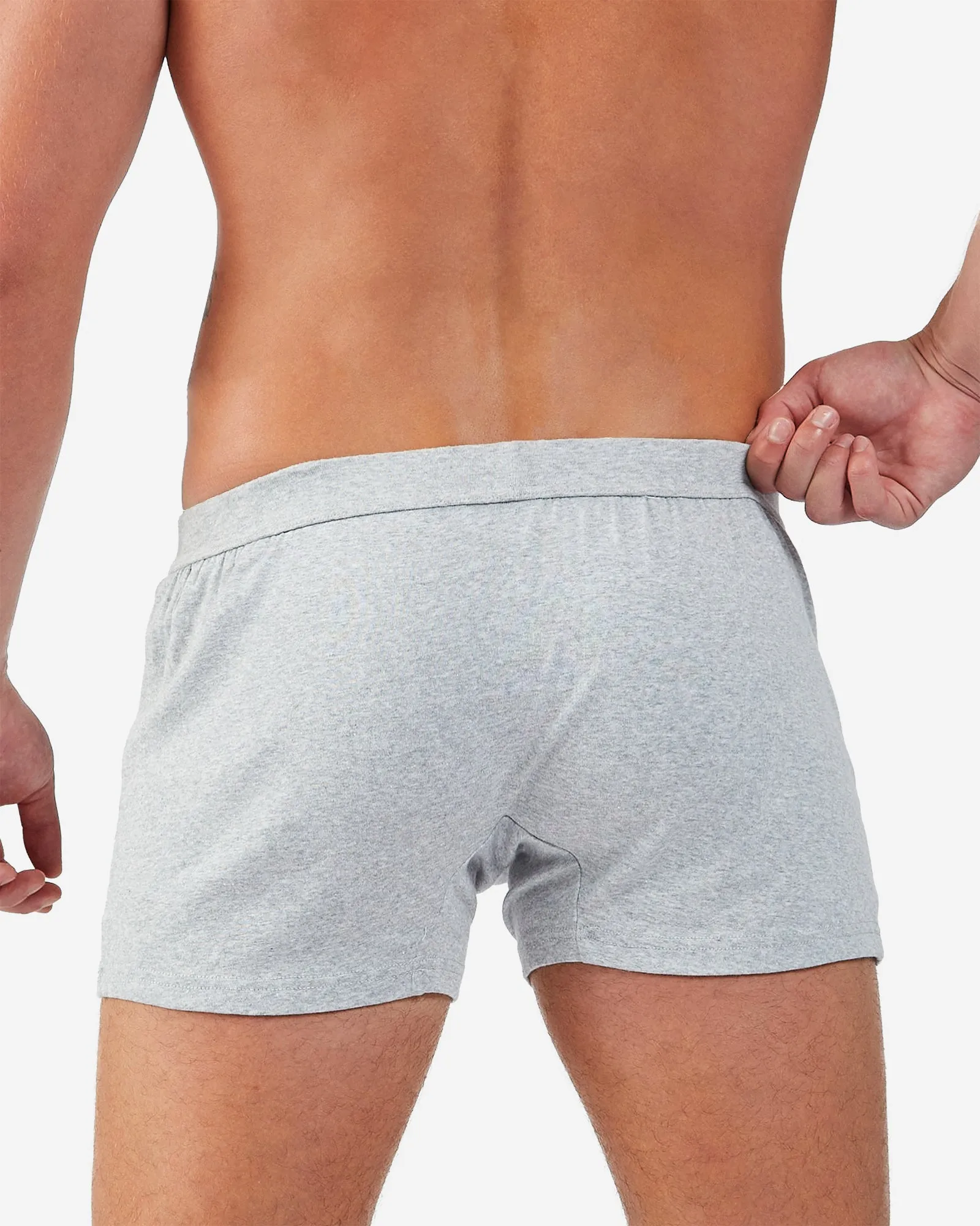 Cotton Boxer Short - Mid Grey Marle