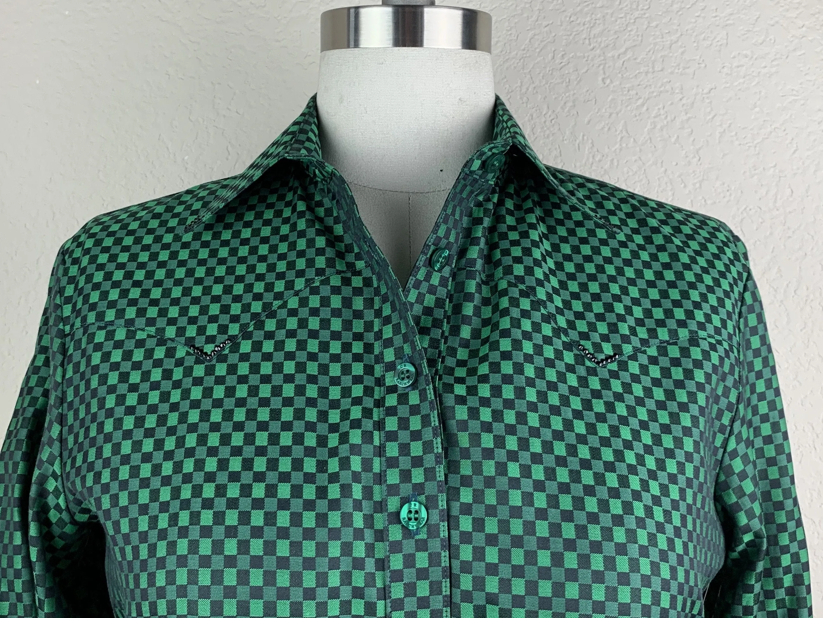 CR Western Pro Green and Black Custom Weave Italian Cotton