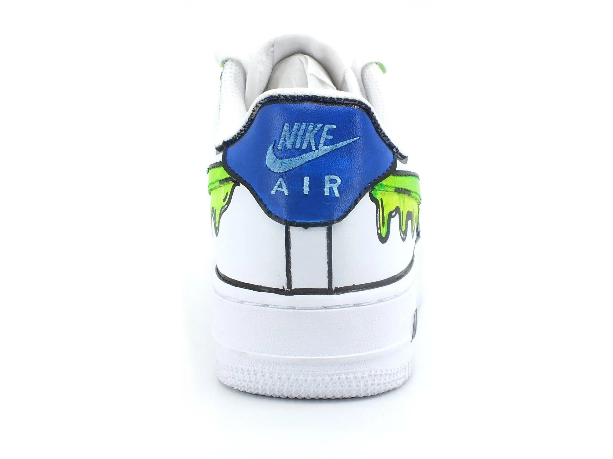 CUSTOM / Nike Air Force 1 Sneaker AF1 Uomo Fluo Green Blue