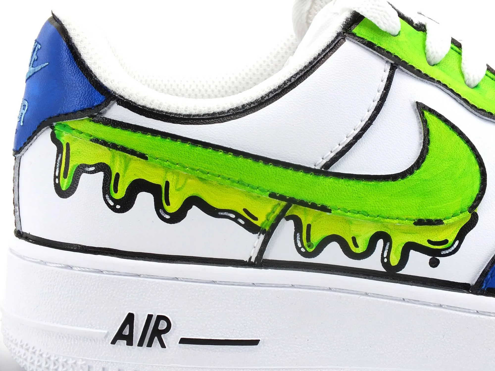 CUSTOM / Nike Air Force 1 Sneaker AF1 Uomo Fluo Green Blue