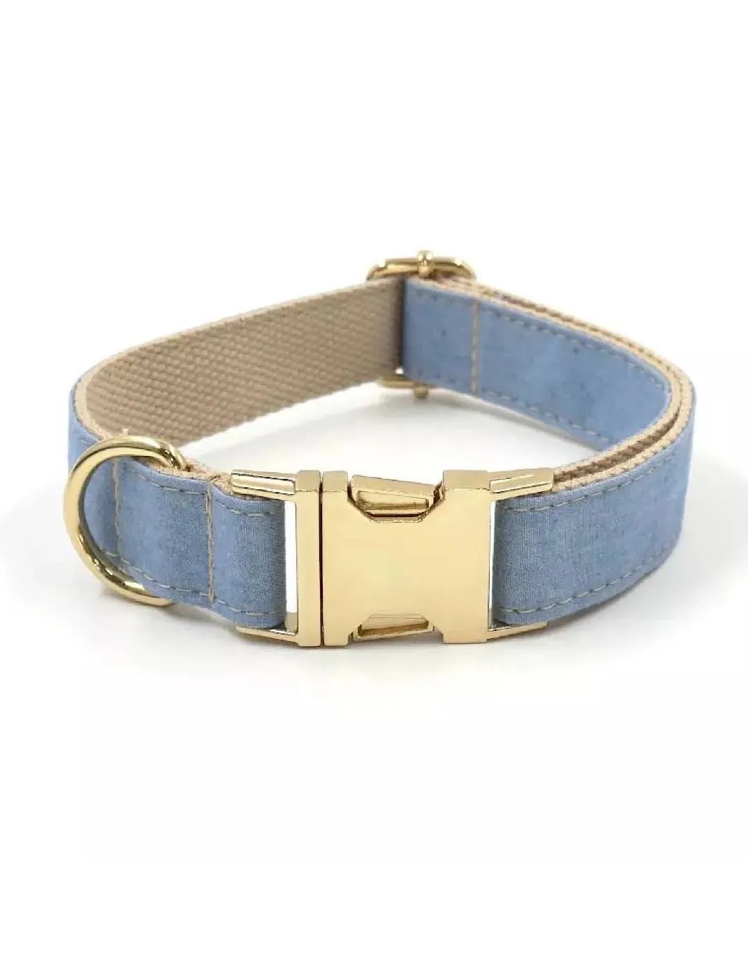 Denim Gold Dog Pets Harness Collar And Leash Set