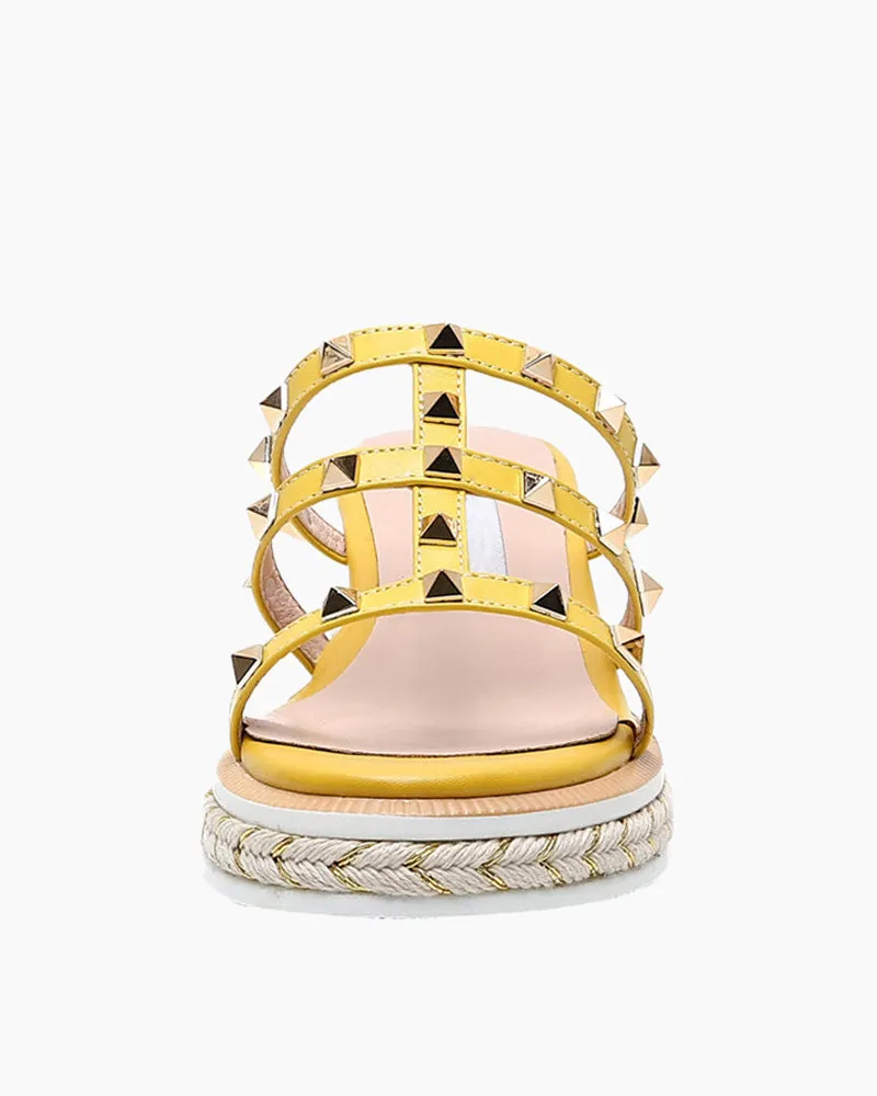 Espadrille Wedges Slides Rivets Sandals