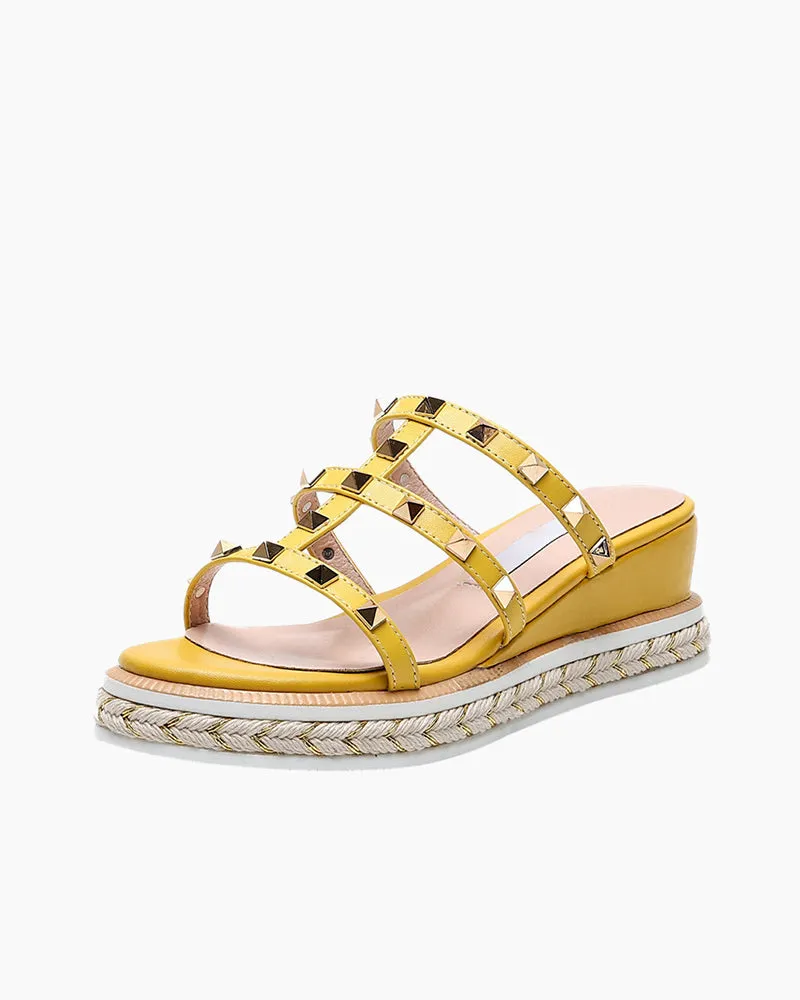 Espadrille Wedges Slides Rivets Sandals