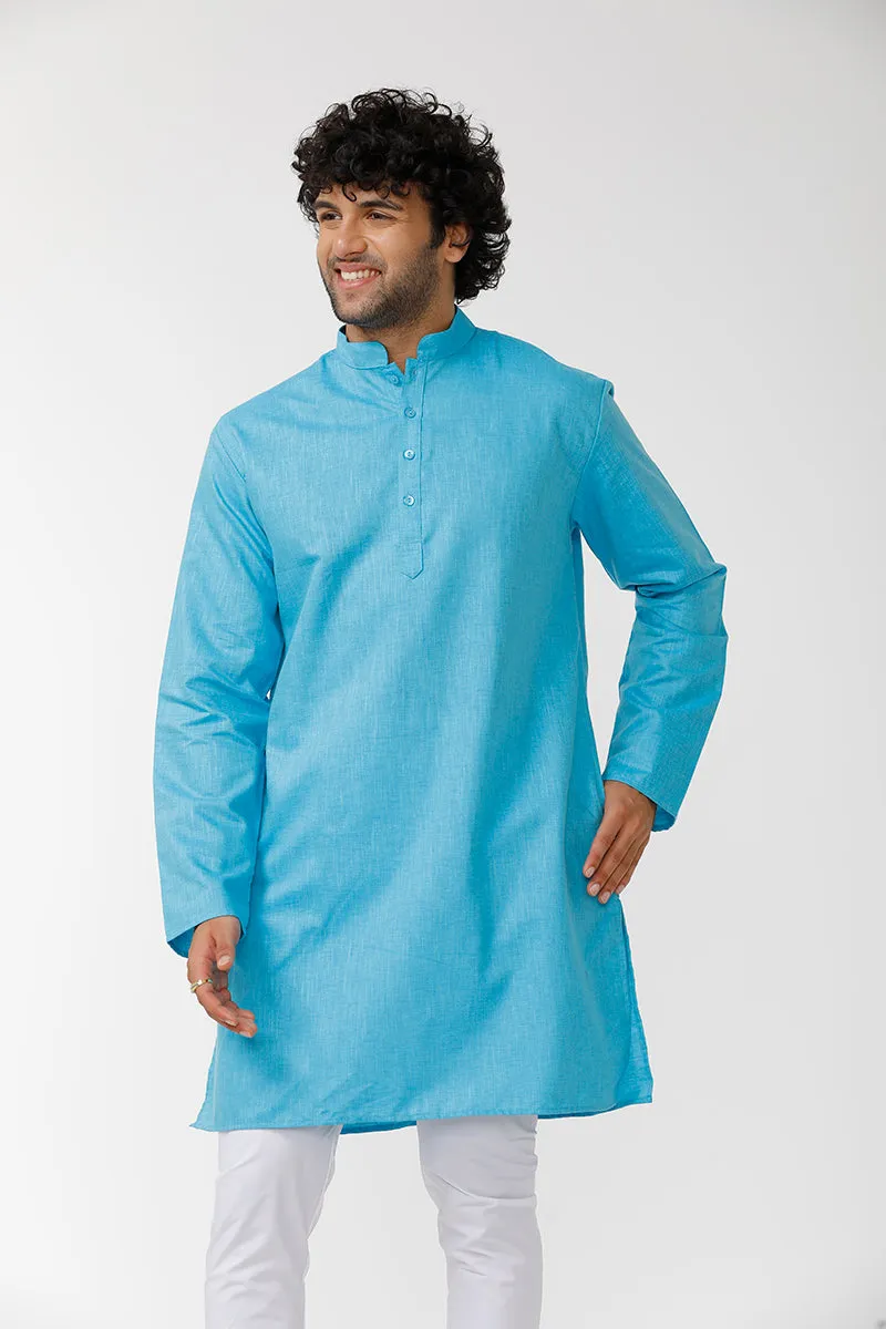 Exotic - Light Blue Long Kurta For Mens | Uathaym