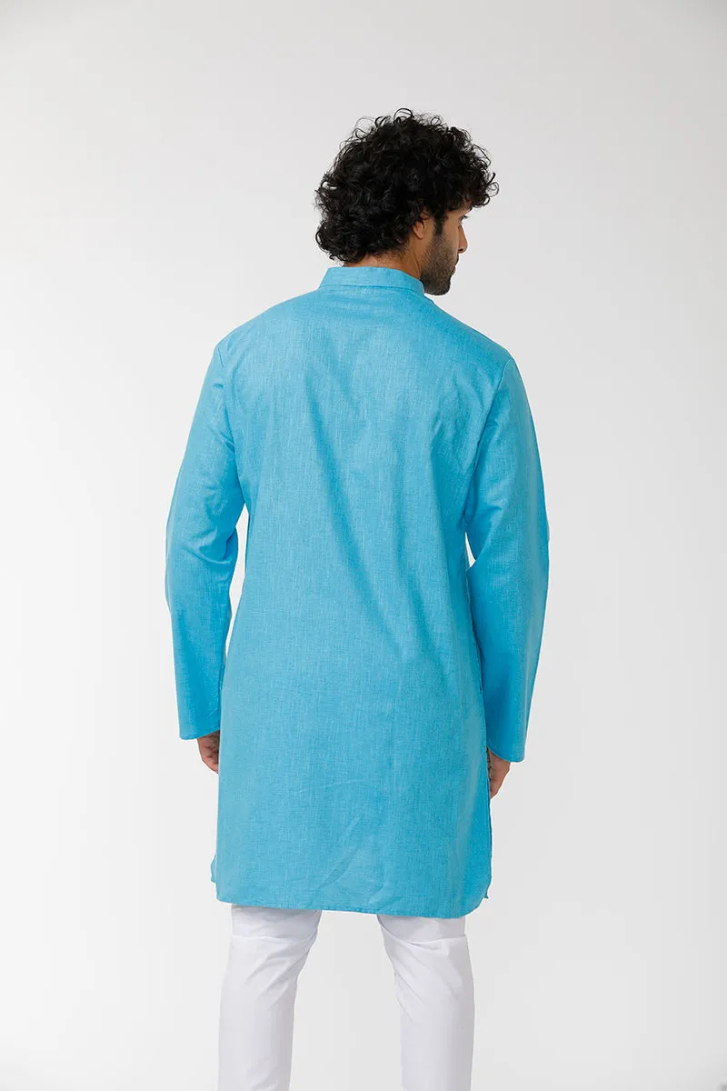 Exotic - Light Blue Long Kurta For Mens | Uathaym