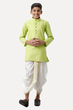 Exotic - Light Green Kurta and Panchakacham 2 In 1 Set For Kids | Uathayam