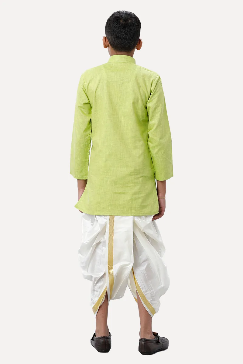 Exotic - Light Green Kurta and Panchakacham 2 In 1 Set For Kids | Uathayam