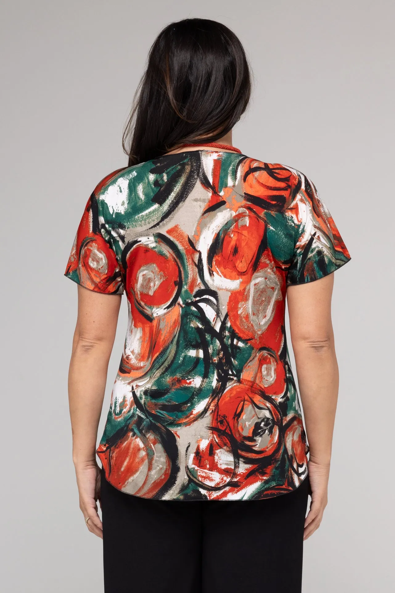 Fire Print Longer Sleeve Jersey Top