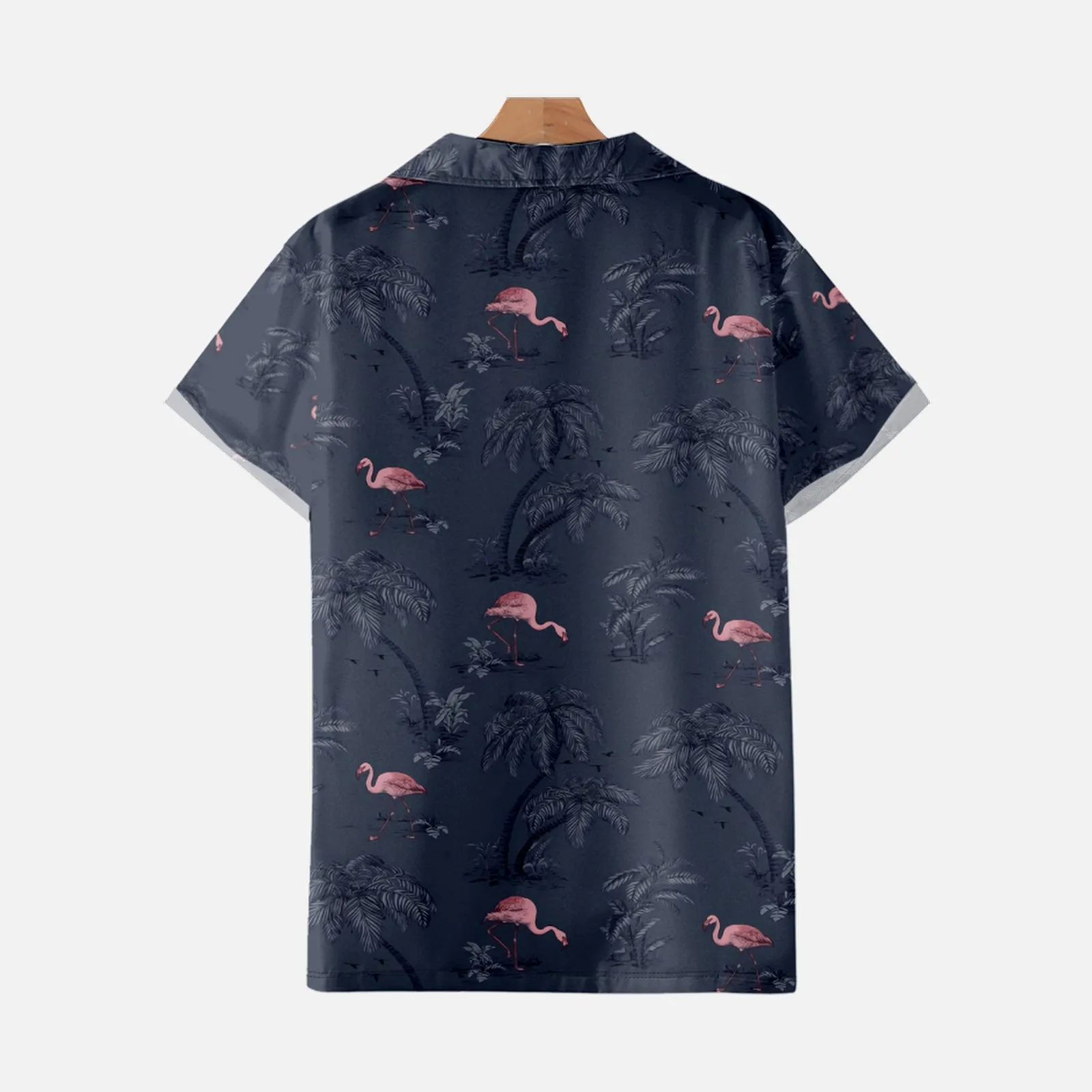 FLAMINGO PRINTED ALOHA SHIRT