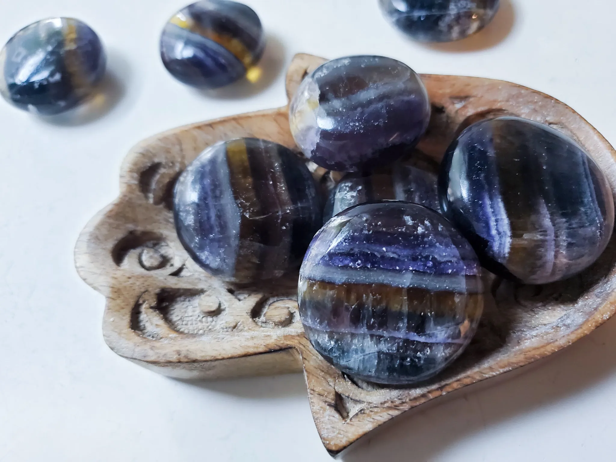 Fluorite UFO Palm Stone