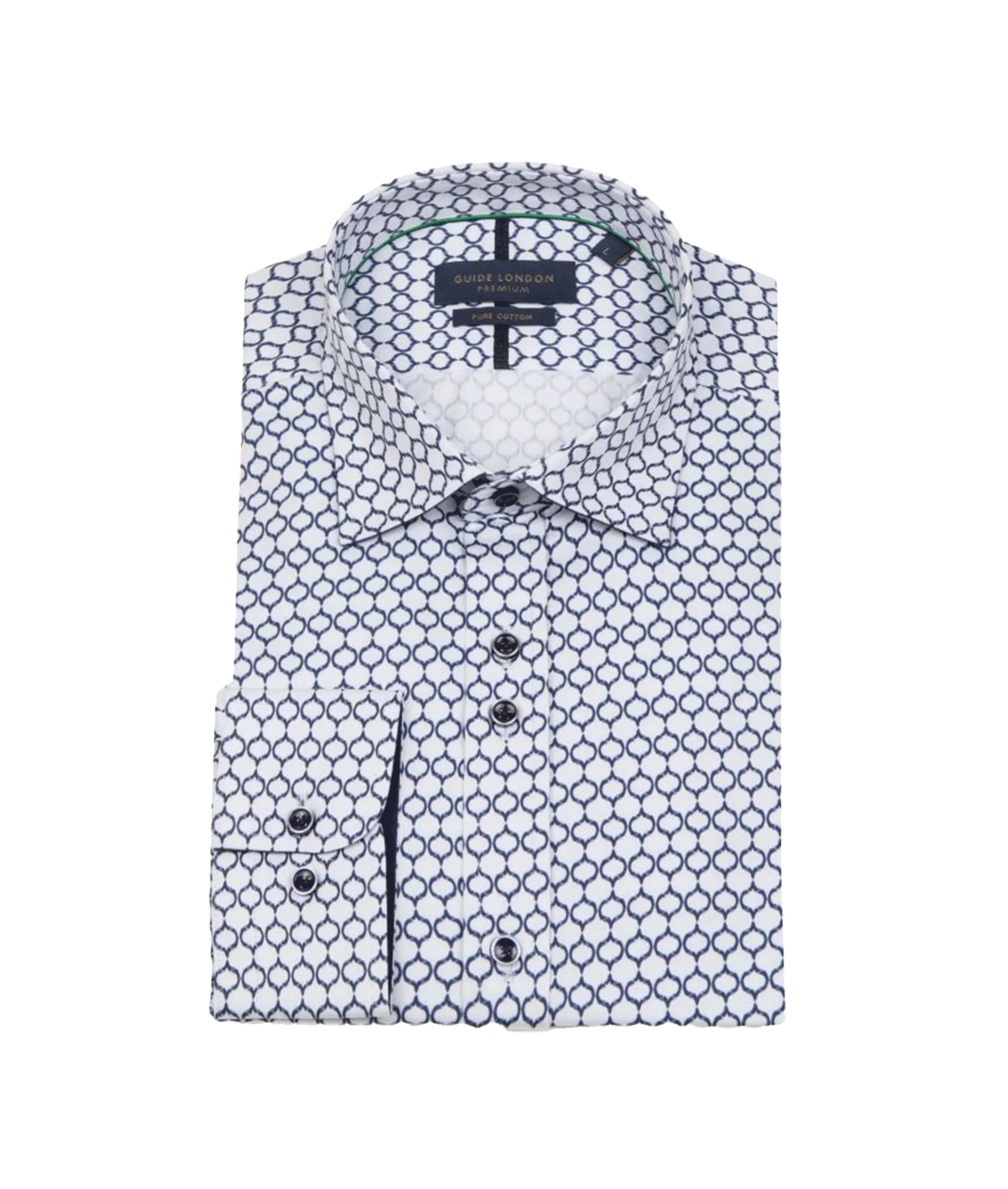 Geometric Pattern Men's Shirt - Navy